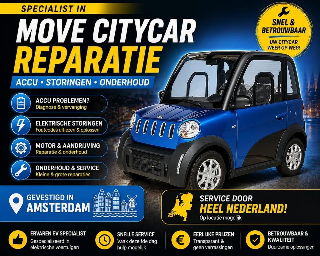 Move CityCar reparatie Amsterdam | Accu, storing & onderhoud, Ophalen