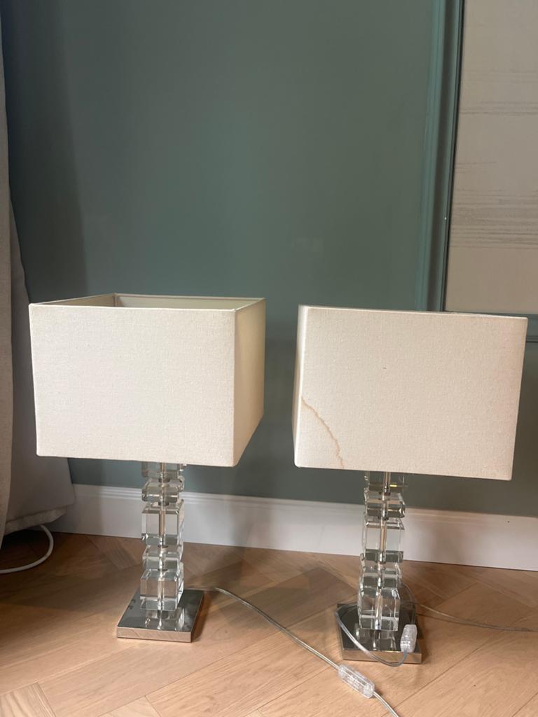 2 Zara Home tafellampen met kristallen voet, Huis en Inrichting, Ophalen, Gebruikt, Glas, Minder dan 50 cm
