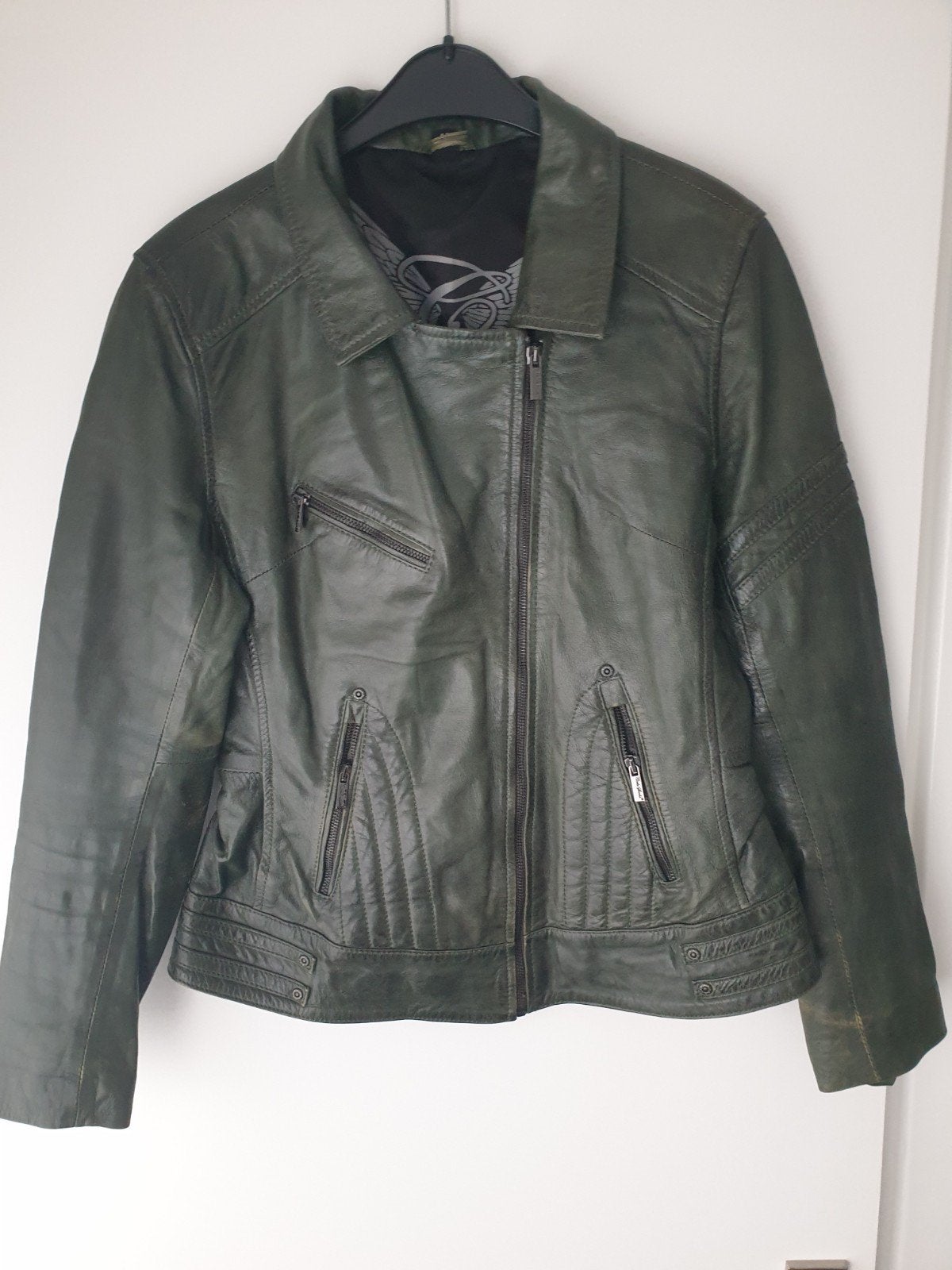 Echt leer groen jasje Maat 42, Kleding | Dames, Ophalen of Verzenden, Zo goed als nieuw, Maat 42/44 (L), Groen