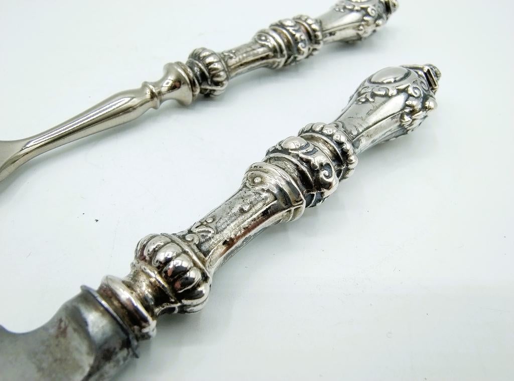 Couvert met zilveren heften, Frankrijk, 19e eeuws, Antiek en Kunst, Verzenden, Zilver