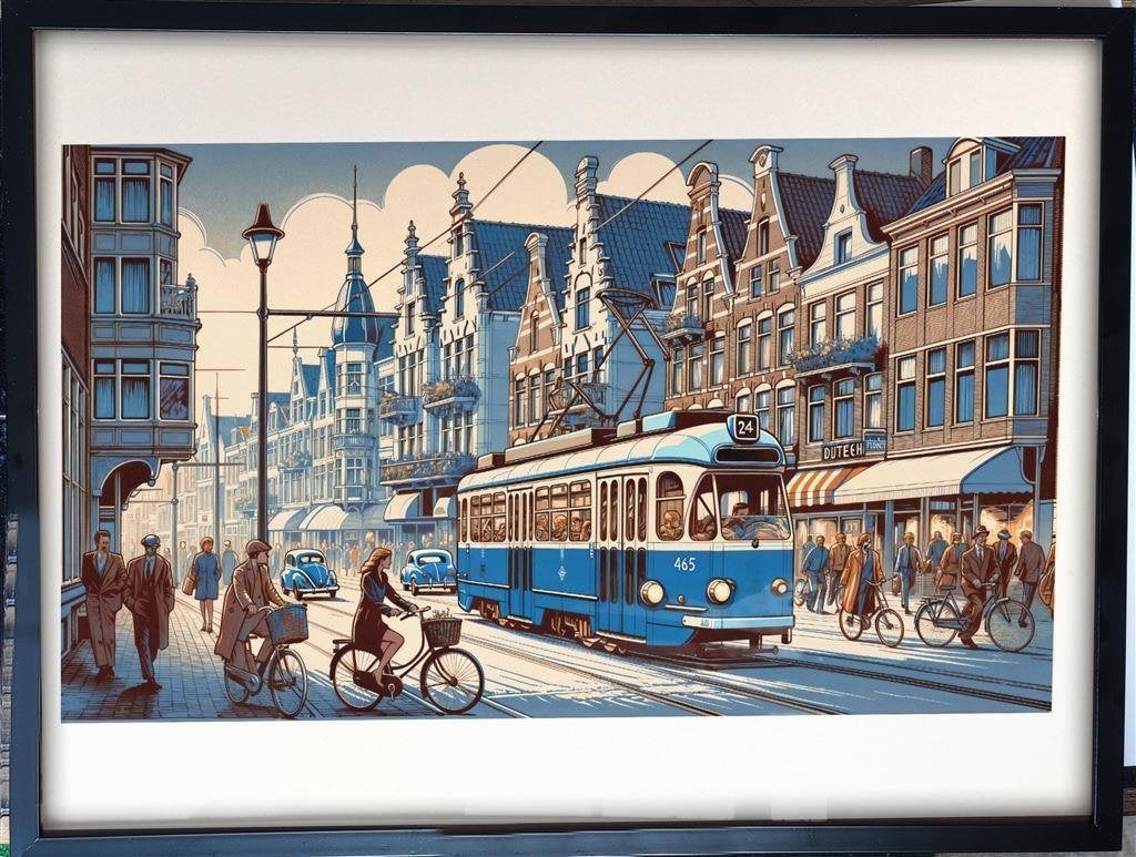 Unieke NZH de Blauwe Tram art nouveau poster affiche |, Verzenden, Nieuw, Tram, Overige typen