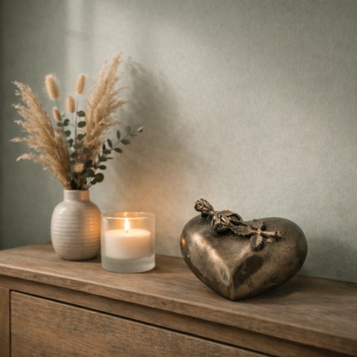 Urn Hart met Roos - Kleur Night Black/Grijs, Ophalen of Verzenden, Nieuw