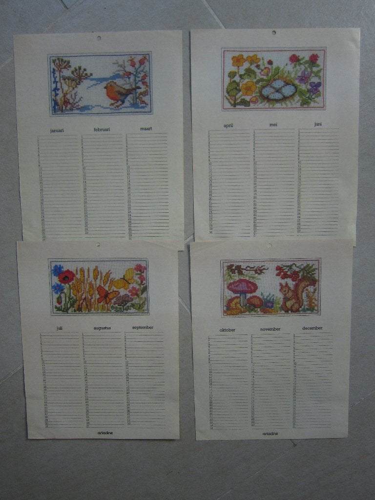 borduurpatroon jaarkalender ouderwetse gezelligheid op wc, Ophalen of Verzenden, Zo goed als nieuw, Handborduren, Patroon