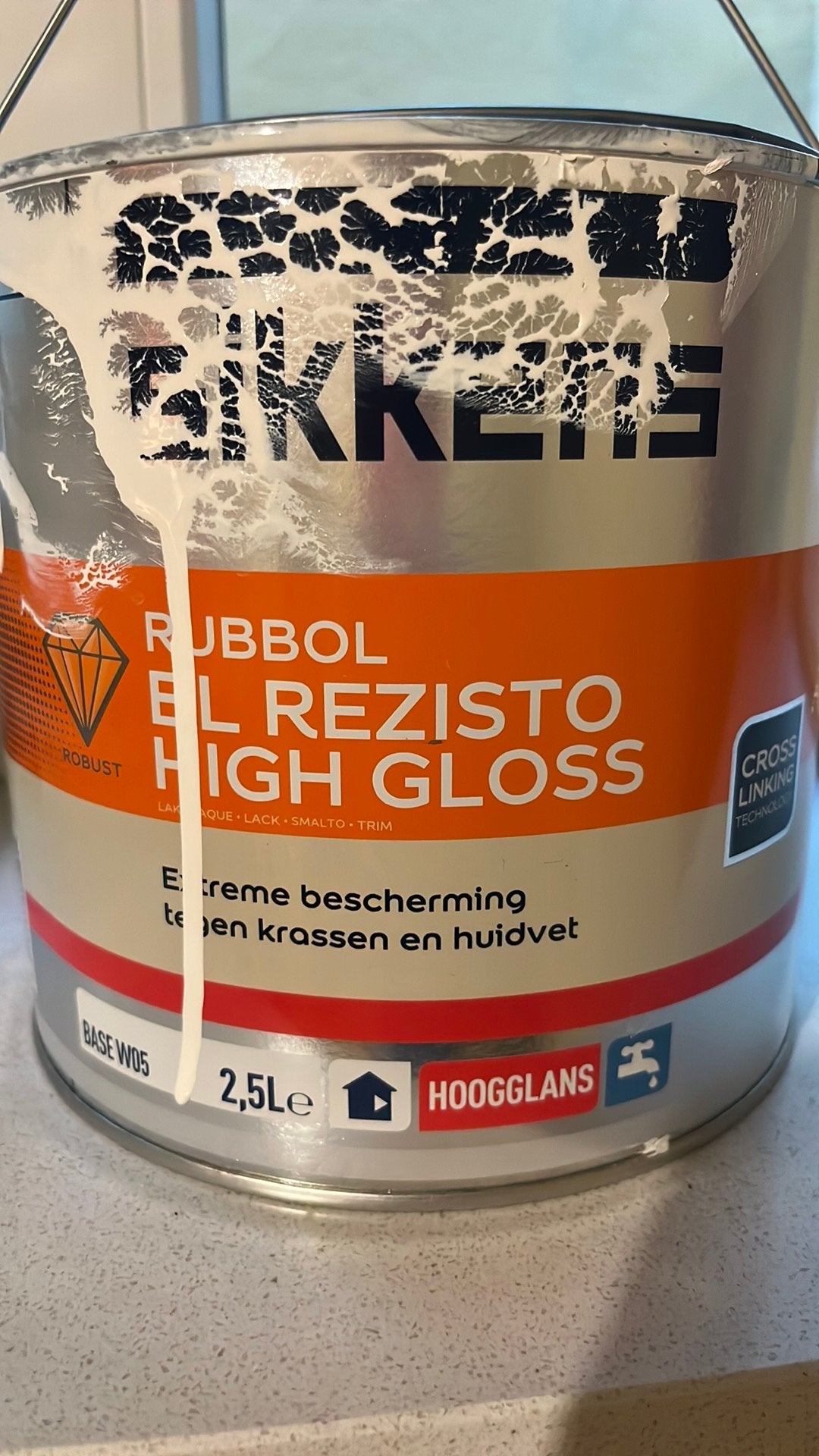 Sikkens BL rubbol rezisto high gloss 9010 2,5 liter, Ophalen, Zo goed als nieuw, Wit