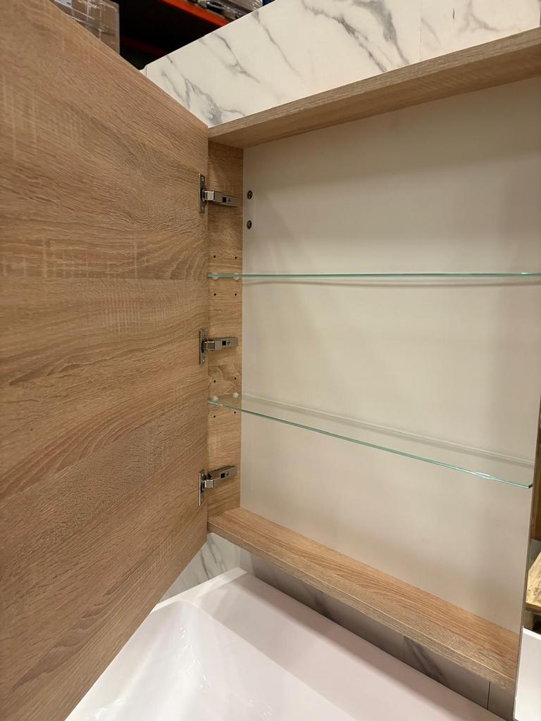 Badkamermeubel 90 cm – Beach eiken – Inclusief spiegelkast, Spiegelkast, Wltradingnl@outlook.com, Nieuw, Minder dan 100 cm