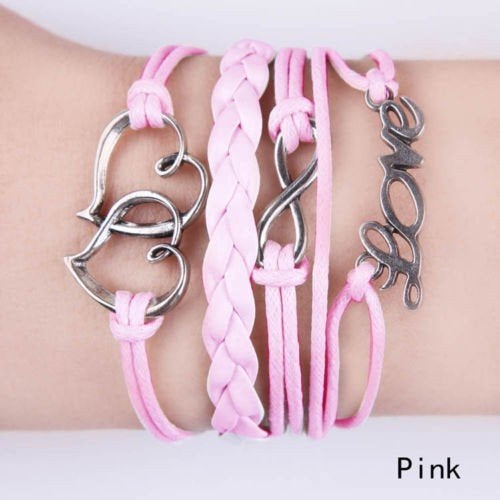 NIEUW armband roze love en inifity, Overige materialen, Nieuw, Ophalen of Verzenden, Roze