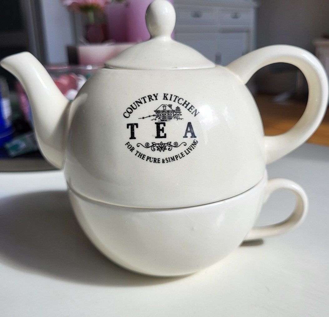 Country Kitchen Theepot met Kopje - Thee voor 1, Ophalen of Verzenden