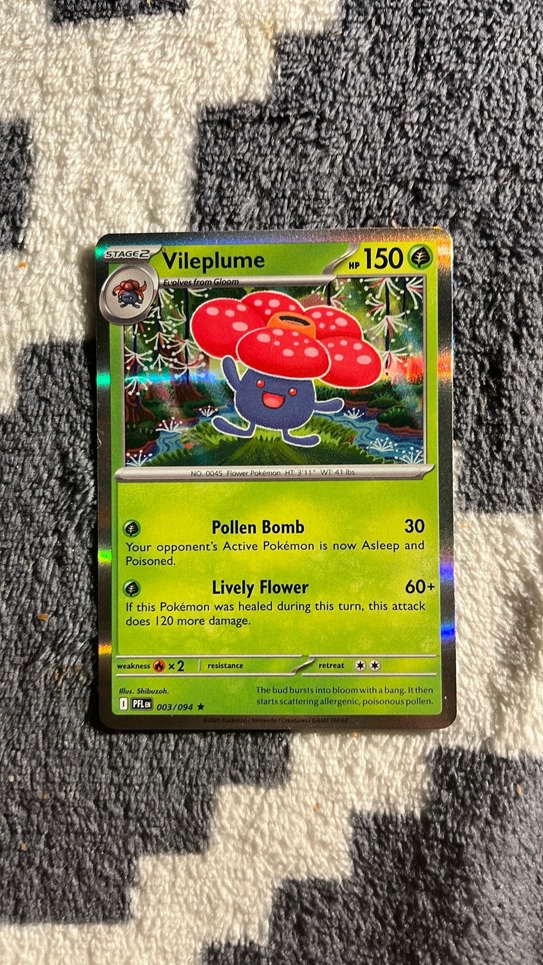 Holo Pokémon Kaart Vileplume 003/094 - Goede Staat, Ophalen of Verzenden, Gebruikt, Losse kaart, Foil