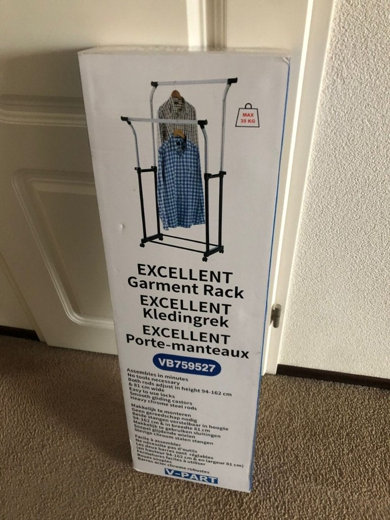 Dubbel Stevig Kleding Rek NIEUW 35 kg draagvermogen, Ophalen, Met wielen, Nieuw