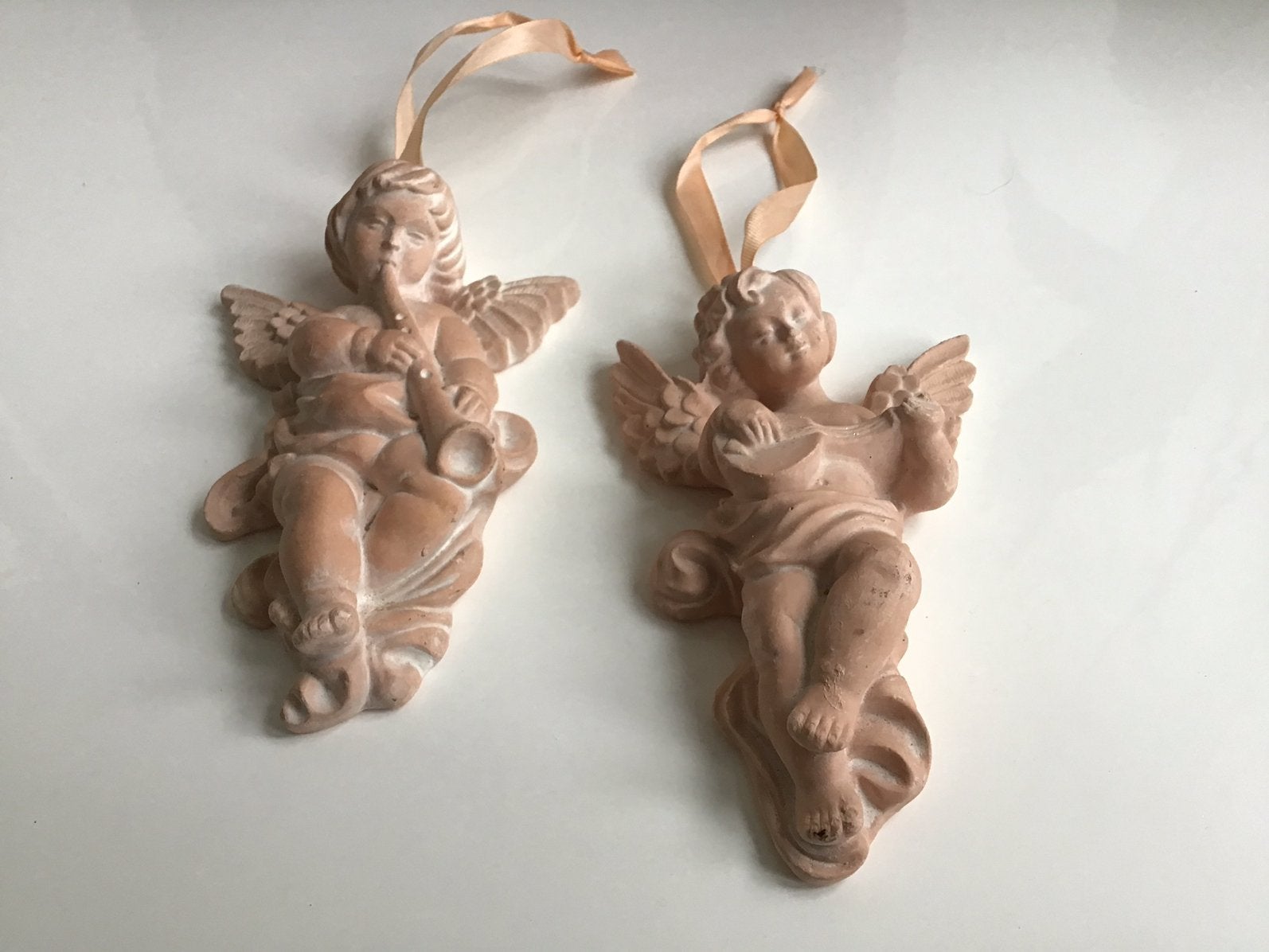 Kerstengeltjes muziek engel terracotta, Ophalen of Verzenden, Gebruikt
