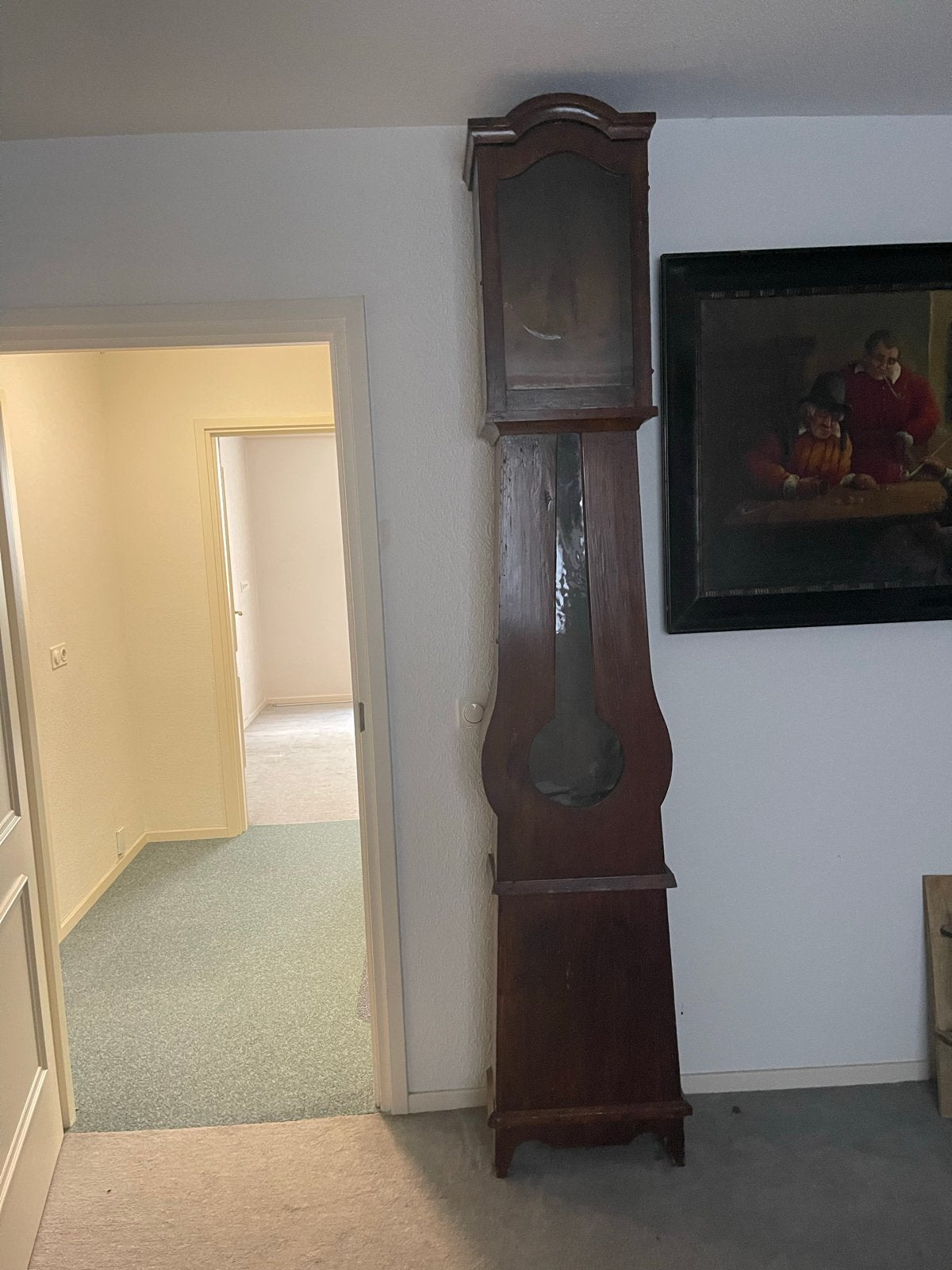 Antieke staande klok, houten kast, Antiek en Kunst, Ophalen