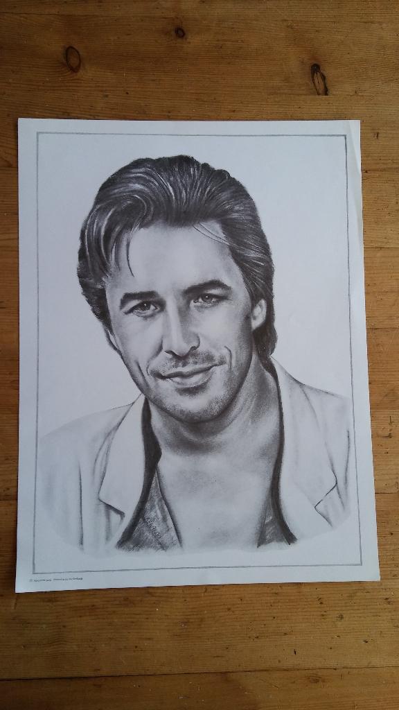 Don Johnson Miami Vice vintage tekening print afbeelding 1, Verzamelen, Ophalen of Verzenden, Gebruikt, Overige typen
