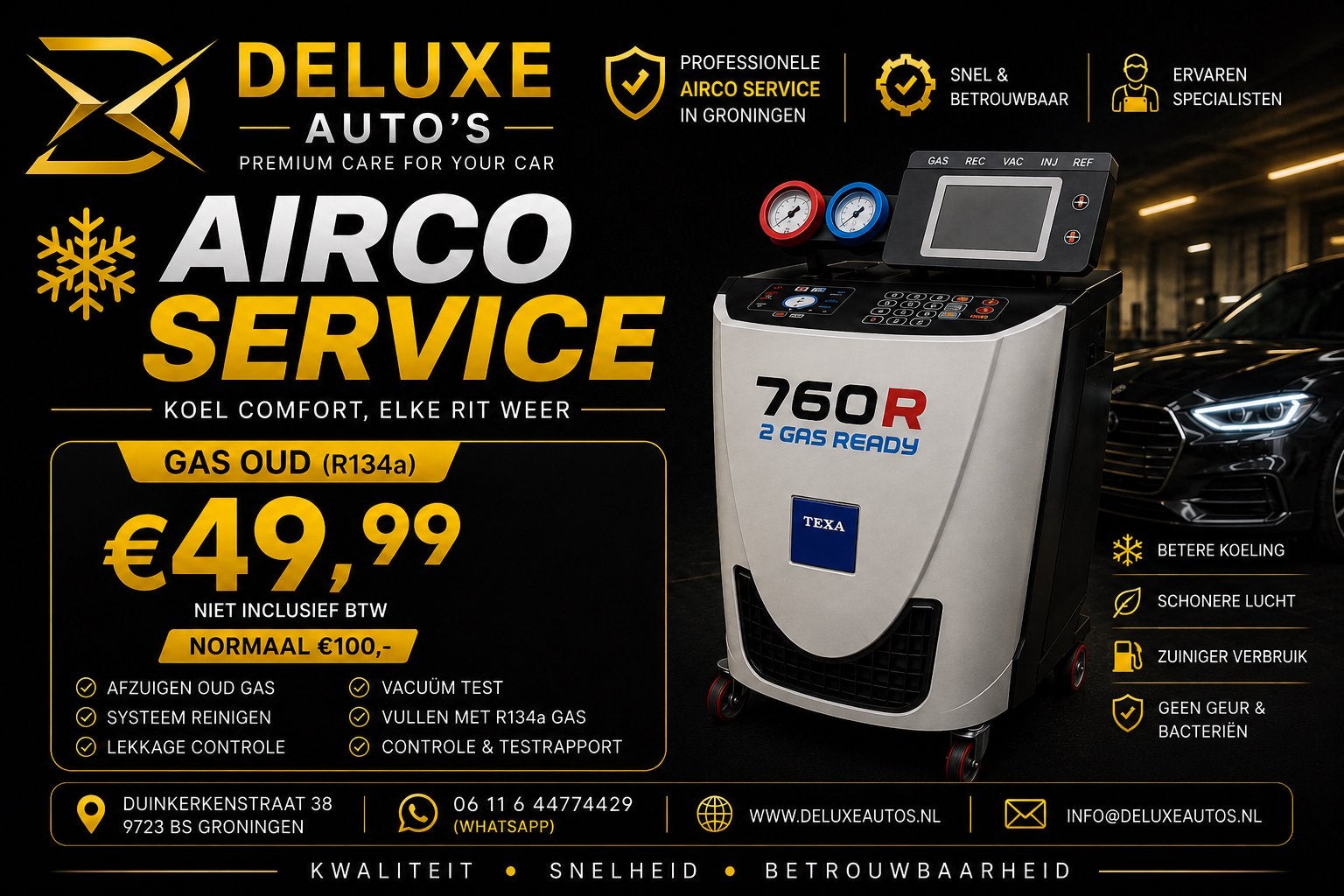 AIRCO SERVICE ACTIE €49,99 – R134a & R1234yf | GRONINGEN, Overige werkzaamheden
