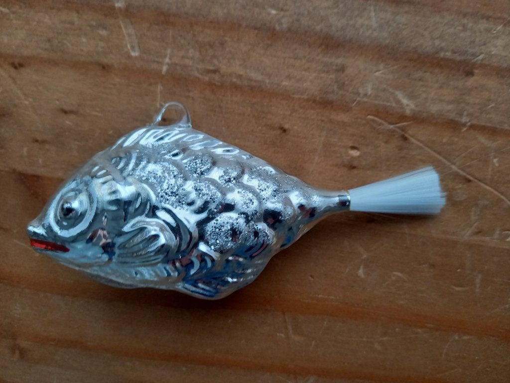 Oude Kerstbal Vis met Glazen Oogje, Ophalen of Verzenden, -, -, -