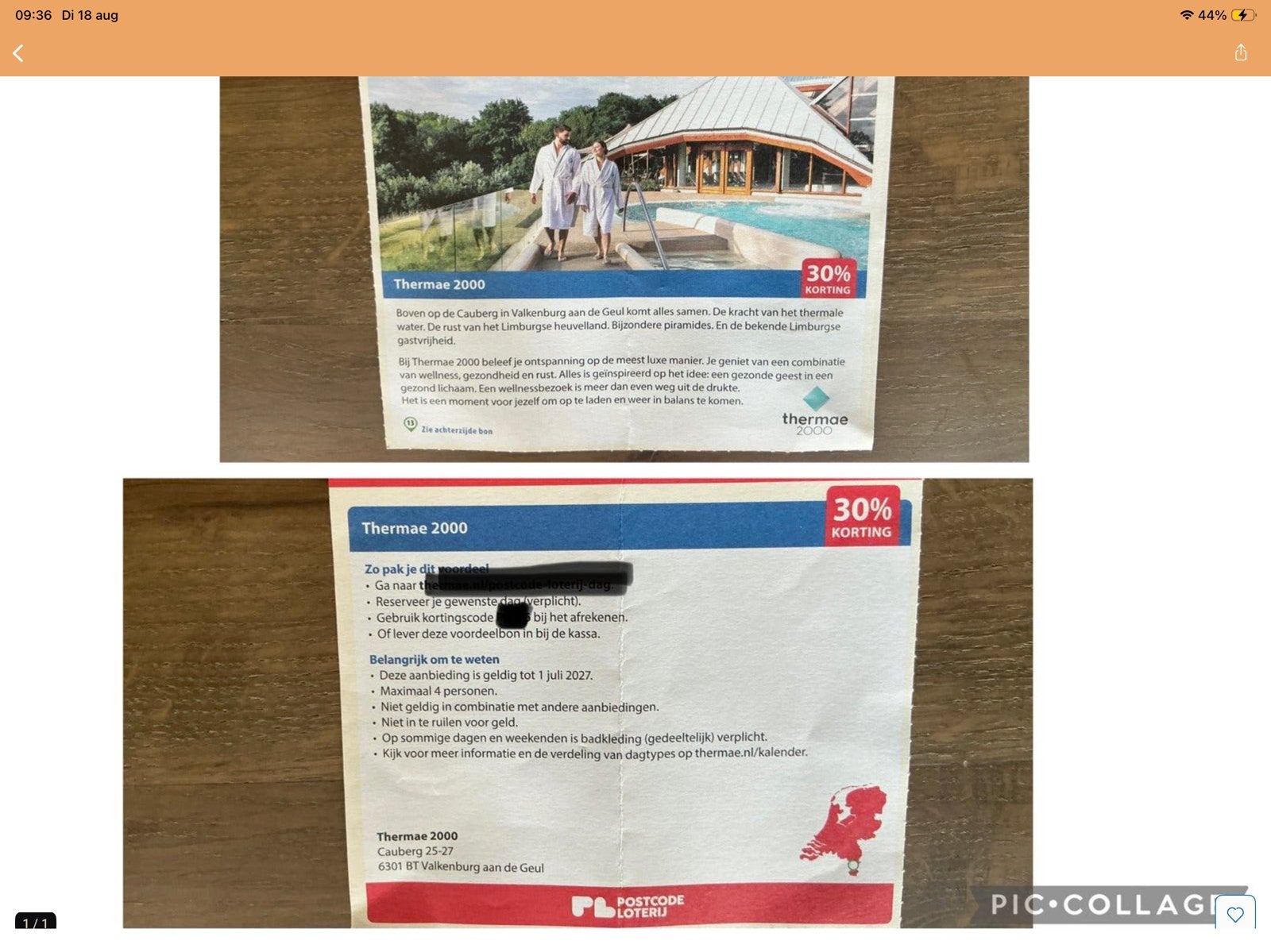 Kortingsbon voor sauna Thermae 2000 - 30% korting (KWF), Tickets en Kaartjes, Kortingen en Cadeaubonnen, Drie personen of meer