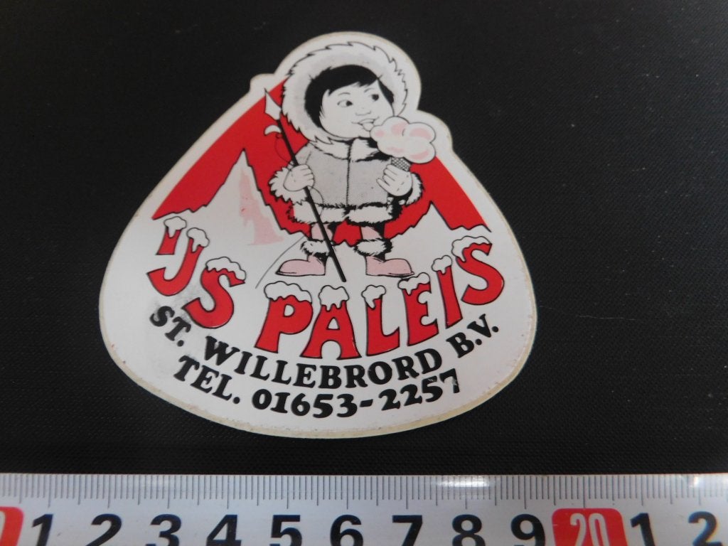 sticker st willebrord ijspaleis ij paleis strip eskimo rood, Verzamelen, Ophalen of Verzenden, Zo goed als nieuw