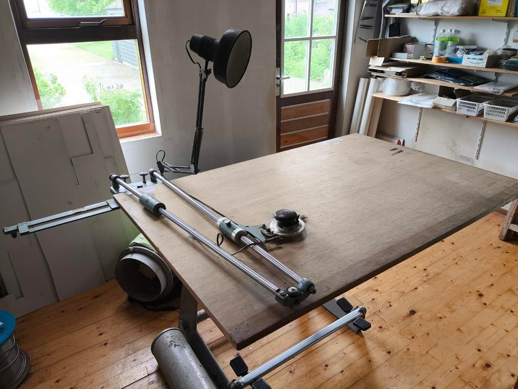 Industriële Vintage ISIS Tekentafel Schmidt & Haensch, Doe-het-zelf en Verbouw, Tekentafels, Ophalen, Gebruikt, 130 tot 150 cm