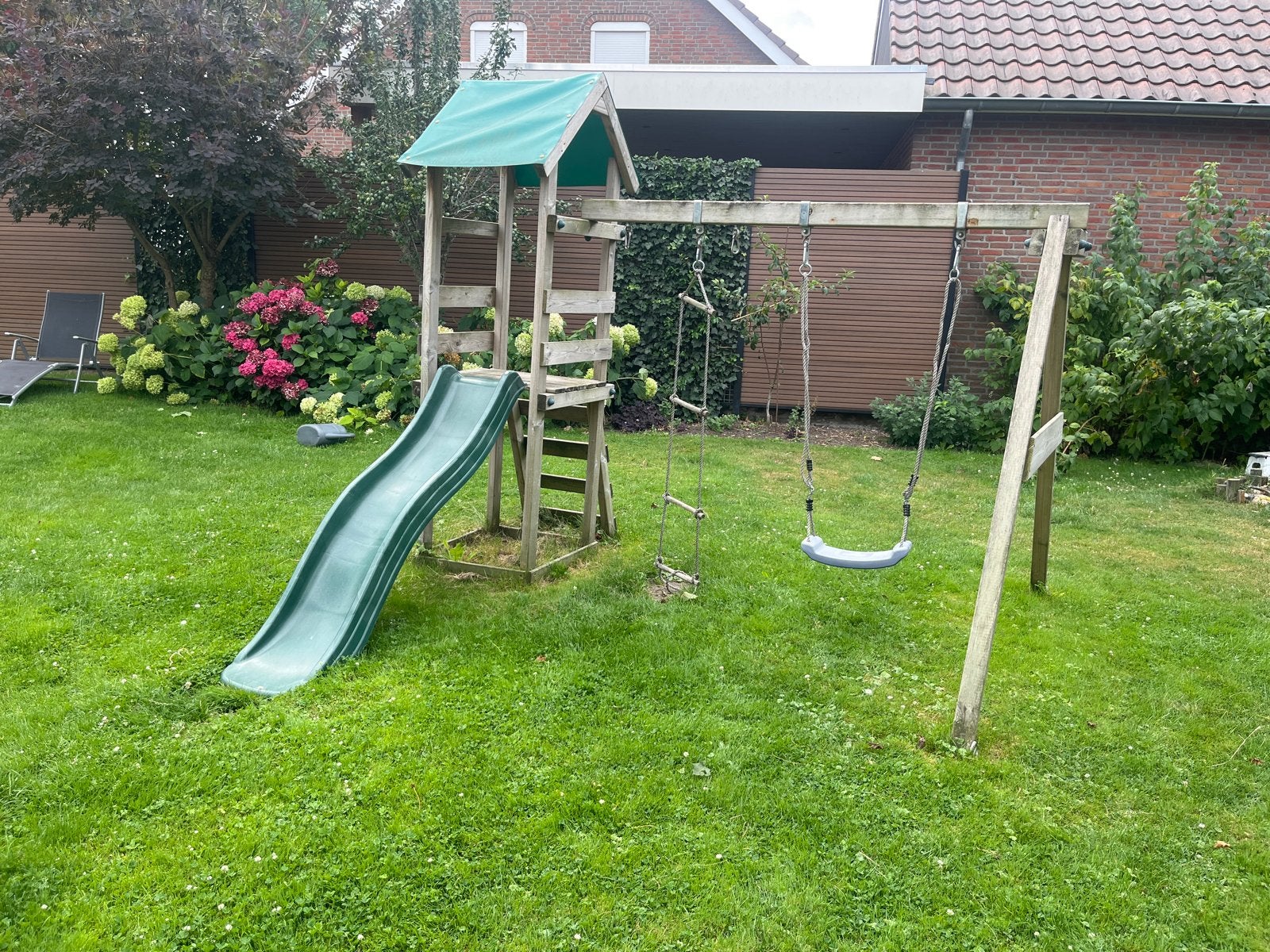 Houten Speeltoestel incl glijbaan en schommel, Ophalen, Gebruikt, Glijbaan