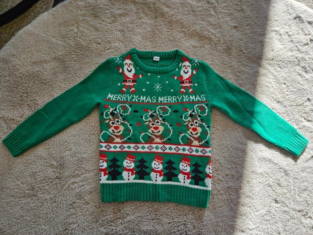 Groene kersttrui, maat 110-116, Kinderen en Baby's, Ophalen of Verzenden, Zo goed als nieuw, Jongen of Meisje, Trui of Vest