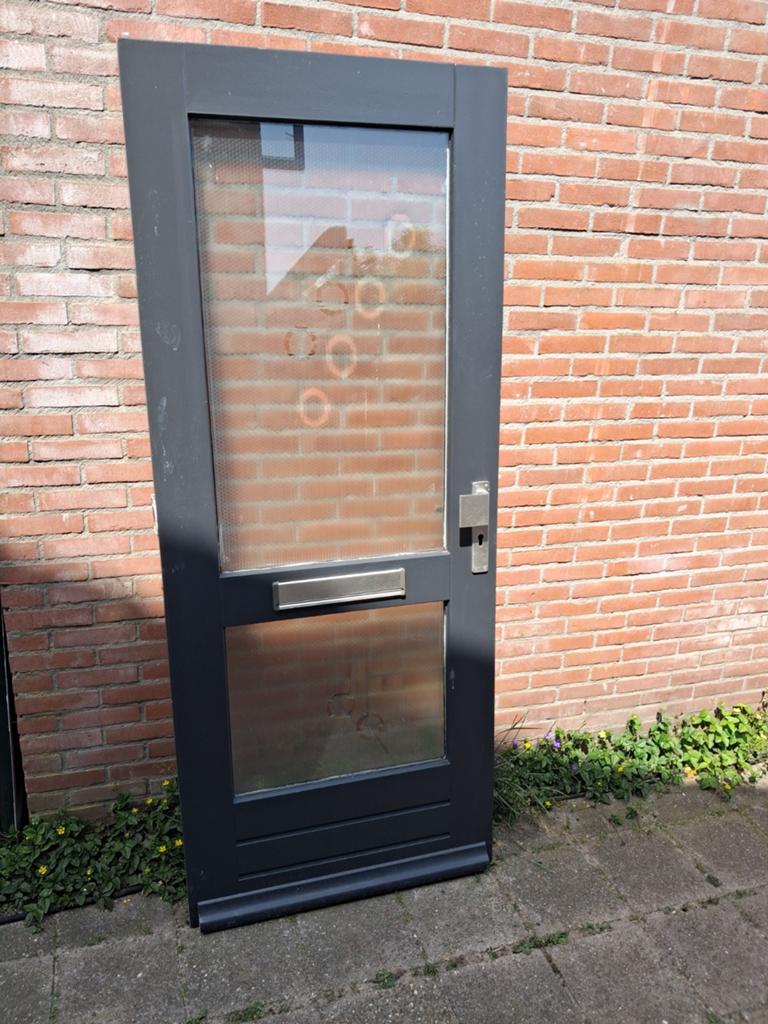 Hardhouten voordeur 88x211.5 dubbelglas 2vaks, Ophalen, 80 tot 100 cm, Buitendeur, 200 tot 215 cm