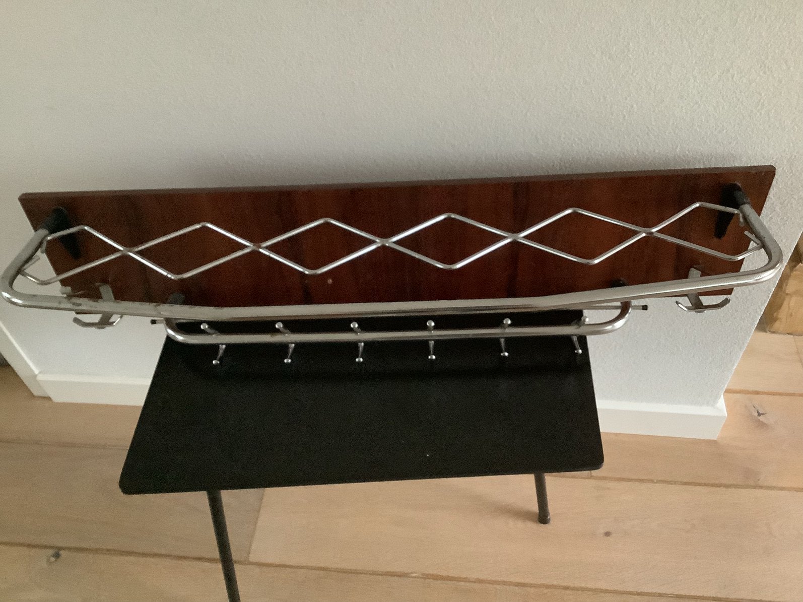 Vintage kapstok hout met chroom jaren 60, Zo goed als nieuw, Minder dan 100 cm, Hout, Ophalen