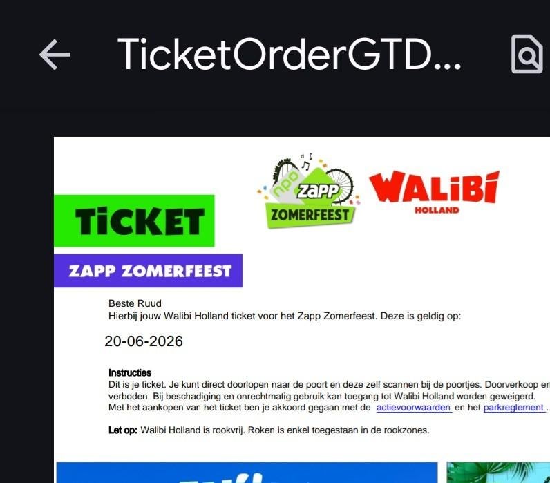 Zapp zomerfeest voor 1 persoon 20 juni 2026, Twee personen, Ticket of Toegangskaart
