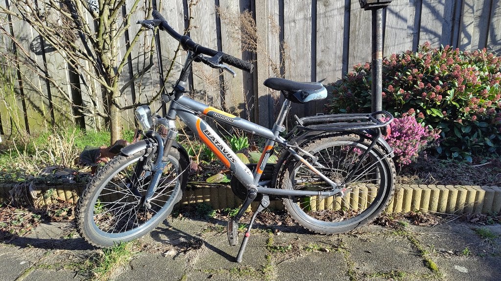 Batavus Kinderfiets - Zwart met oranje - 20" wielen, Ophalen, Gebruikt, Batavus, Terugtraprem