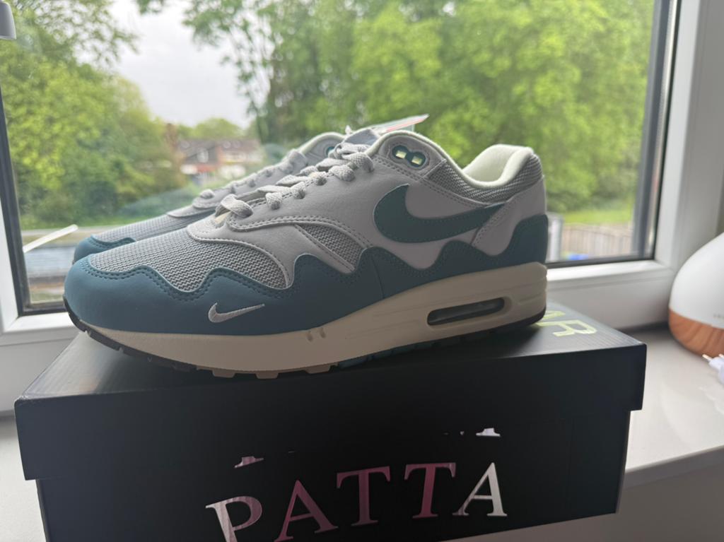 Nike air max 1 Patta Wave Aqua, Kleding | Heren, Schoenen, Ophalen of Verzenden, Nieuw, Blauw