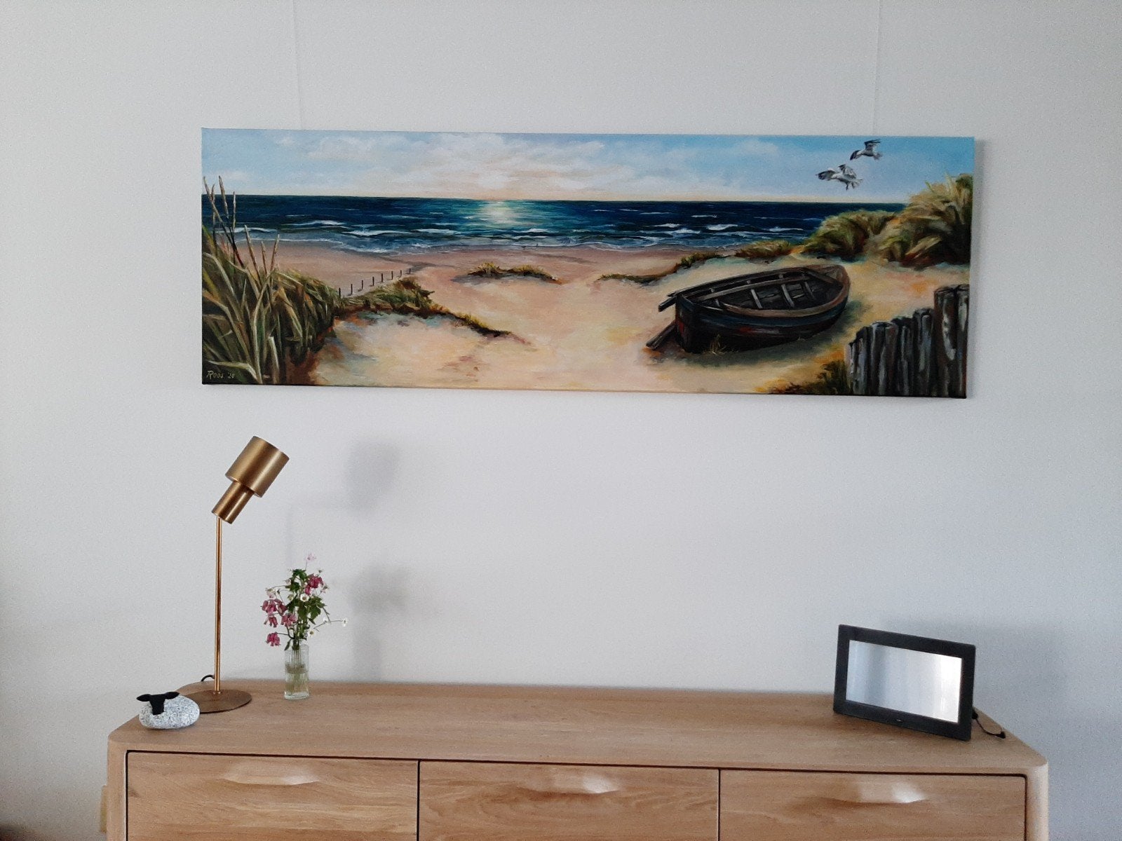 Schilderij Zeelandschap, Antiek en Kunst, Kunst | Schilderijen | Abstract, Ophalen of Verzenden