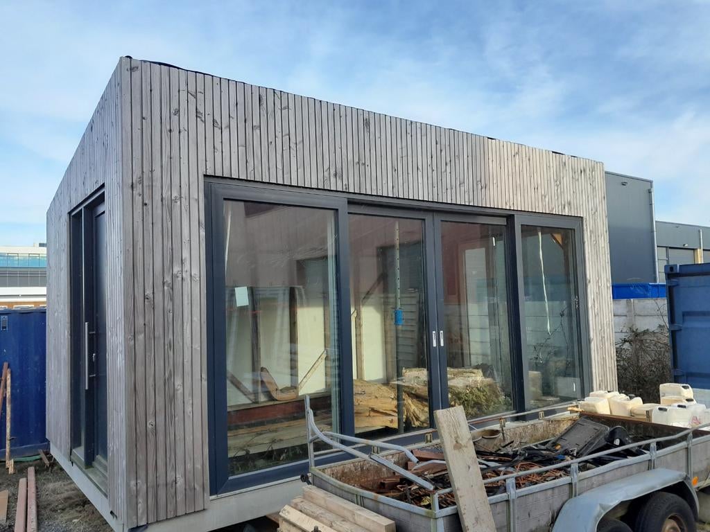 Moderne Tiny House / Kantoorunit met Houten Bekleding, Ophalen of Verzenden, Gebruikt