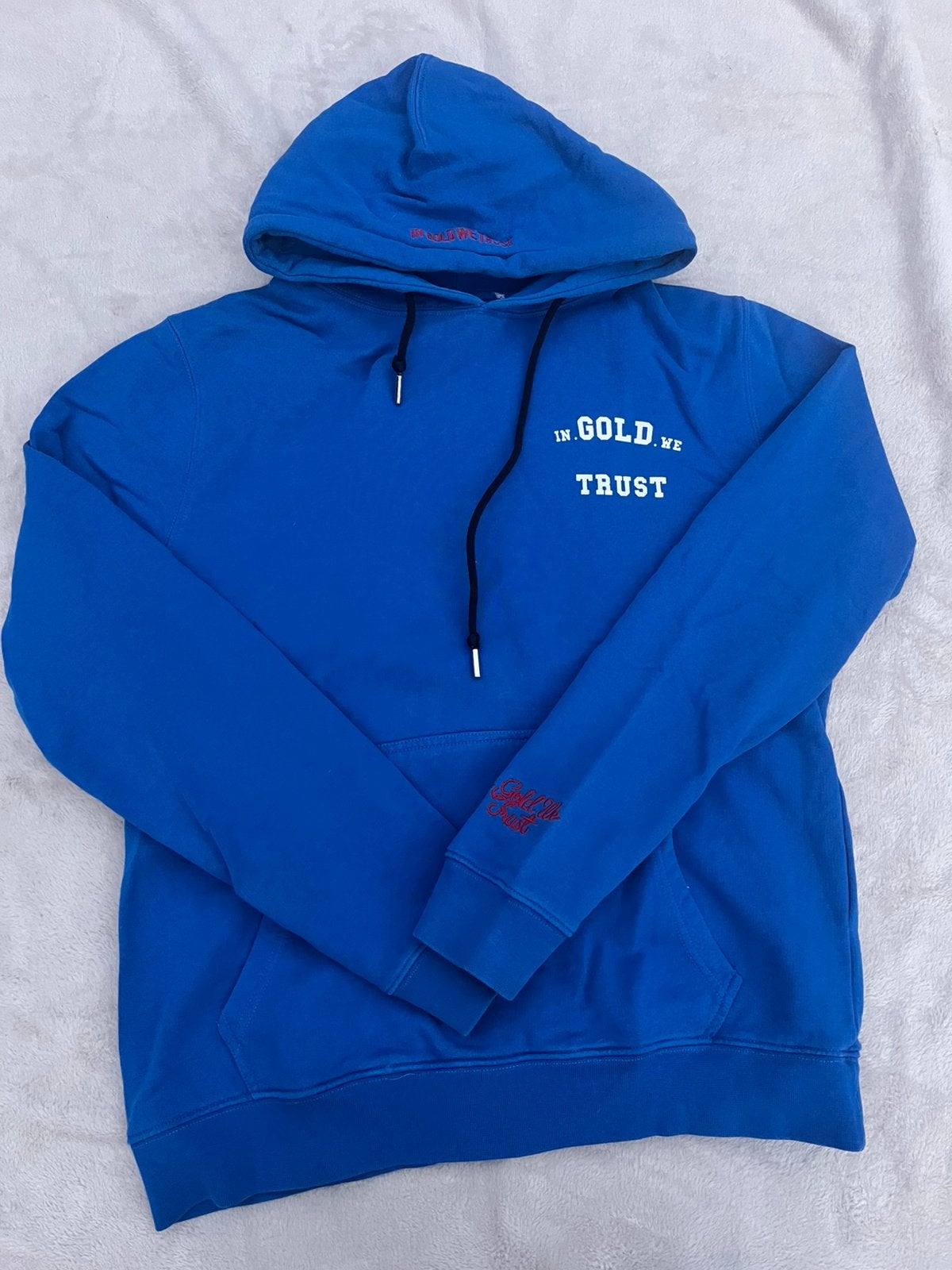 In Gold We Trust Hoodie, Kleding | Heren, Ophalen of Verzenden, Zo goed als nieuw, Maat 48/50 (M), Blauw