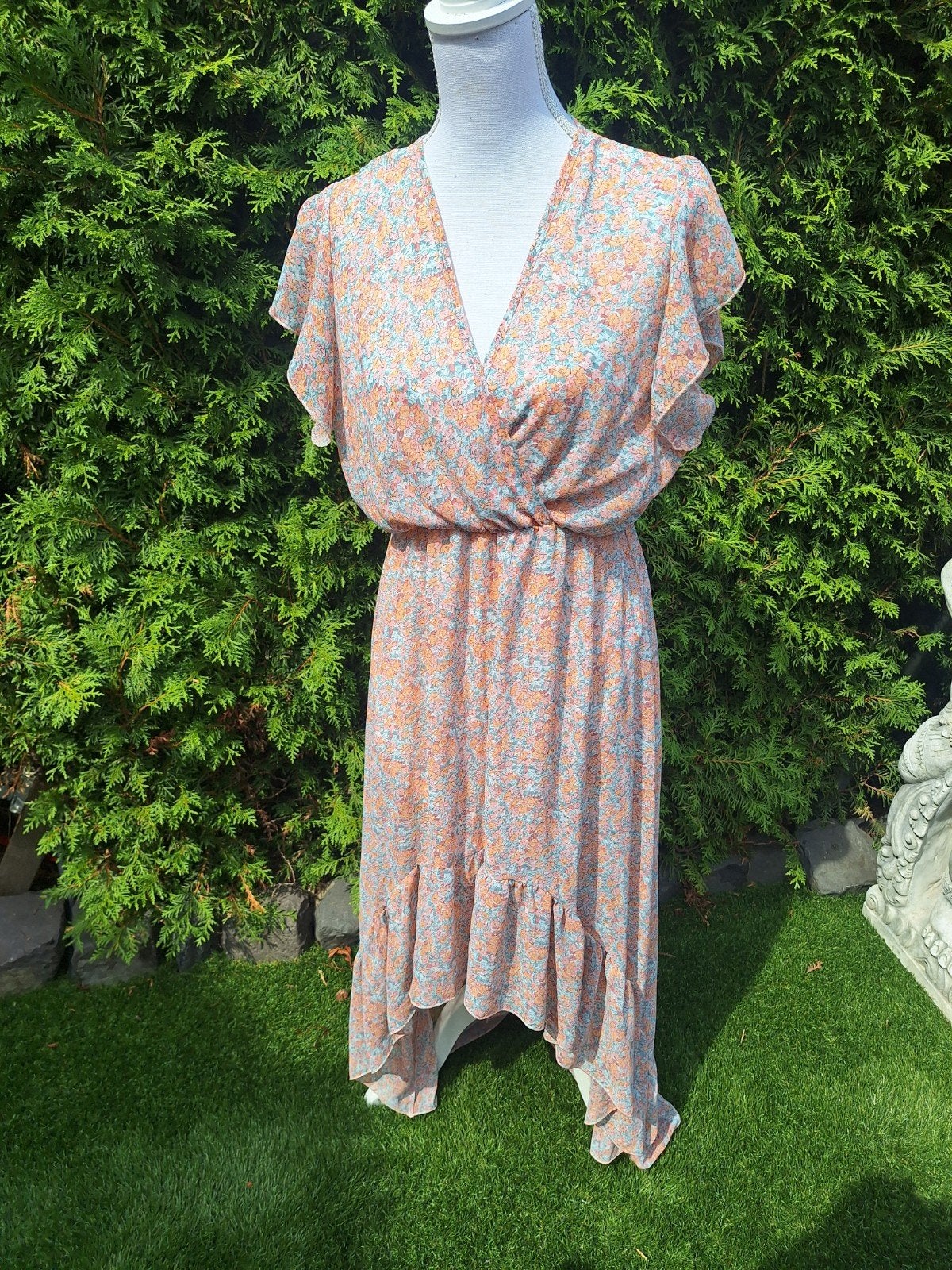 Papillonne Bloemenprint Jurk - Maat L, Kleding | Dames, Jurken, Meerkleurig, Maat 42/44 (L), Papillonne, Ophalen of Verzenden