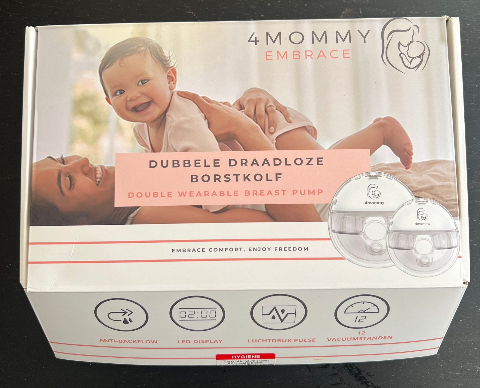 4mommy embrace dubbele elektrische handsfree borstkolf, Ophalen of Verzenden, Zo goed als nieuw