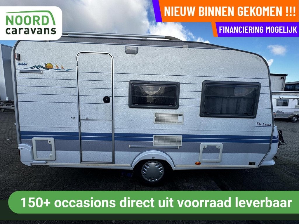 Hobby 400 SF DE LUXE DWARSBED,TOILET,TREINZIT, FIETSENDRAGER, Caravans en Kamperen, Mover, Hobby, Bedrijf, 750 - 1000 kg