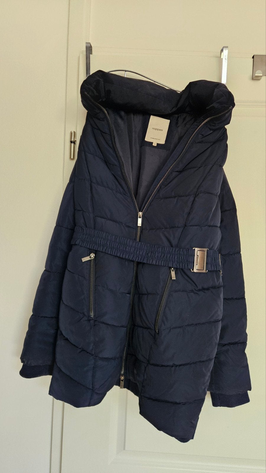 Noppies donkerblauwe zwangerschap winterjas M, Maat 38/40 (M), Overige typen, Blauw, Ophalen of Verzenden