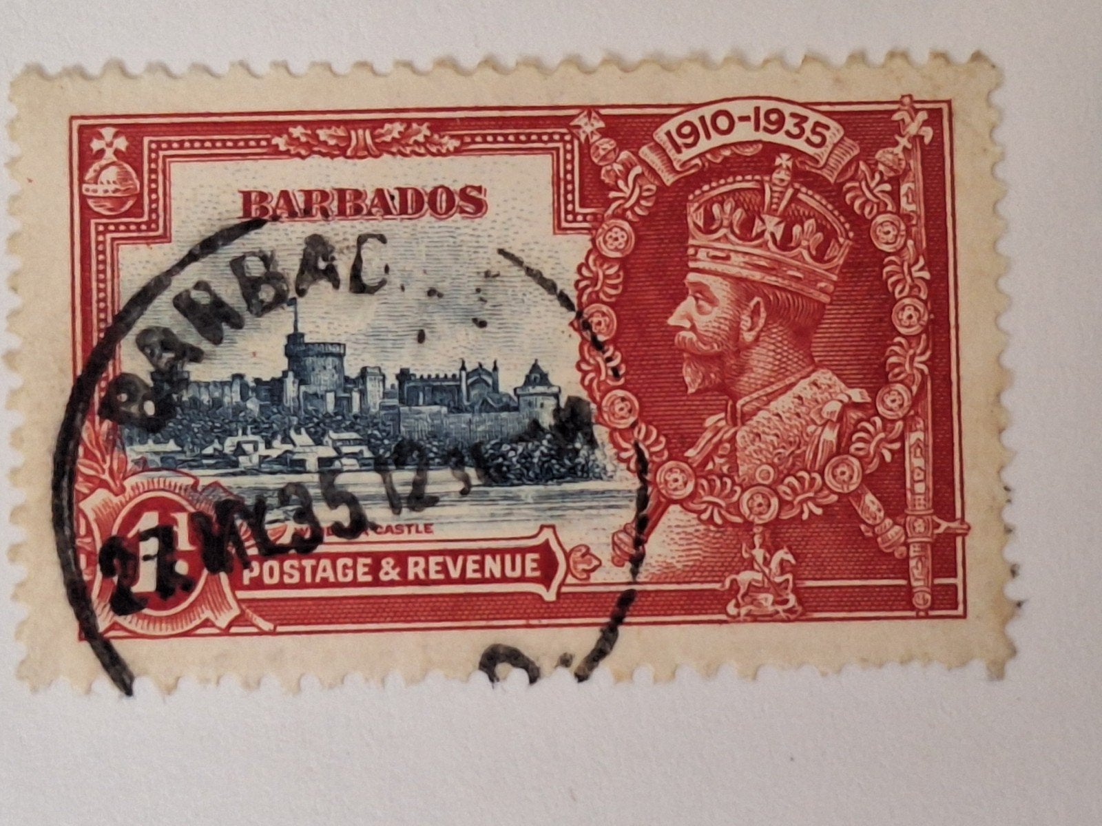 B 6 postzegels Barbados, gestempeld, Ophalen of Verzenden