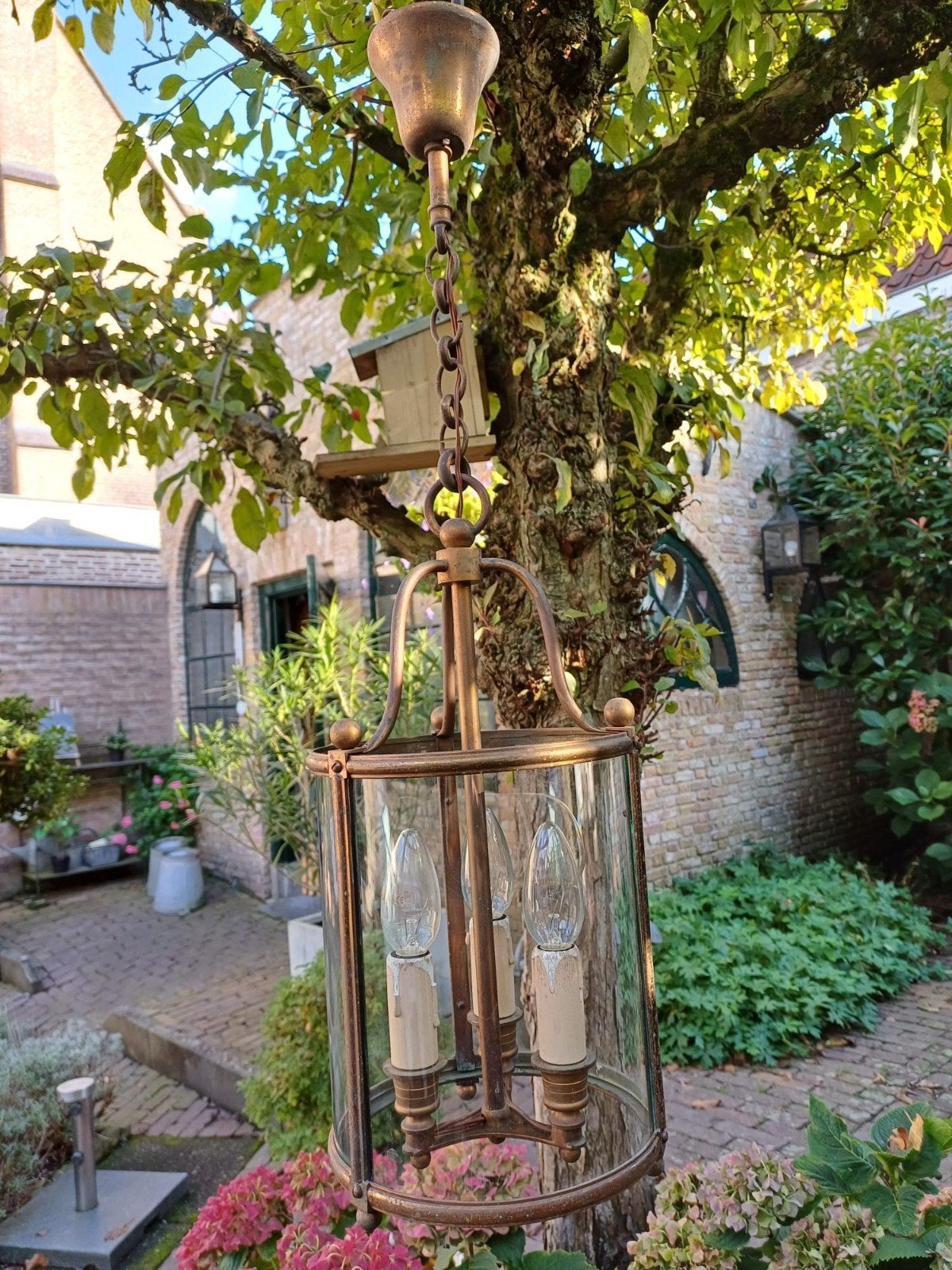 KOPEREN  PLAFONDLAMP.  HAL LAMP. KOPER., Huis en Inrichting, Ophalen, E14 (klein), Glas, Plafondlamp