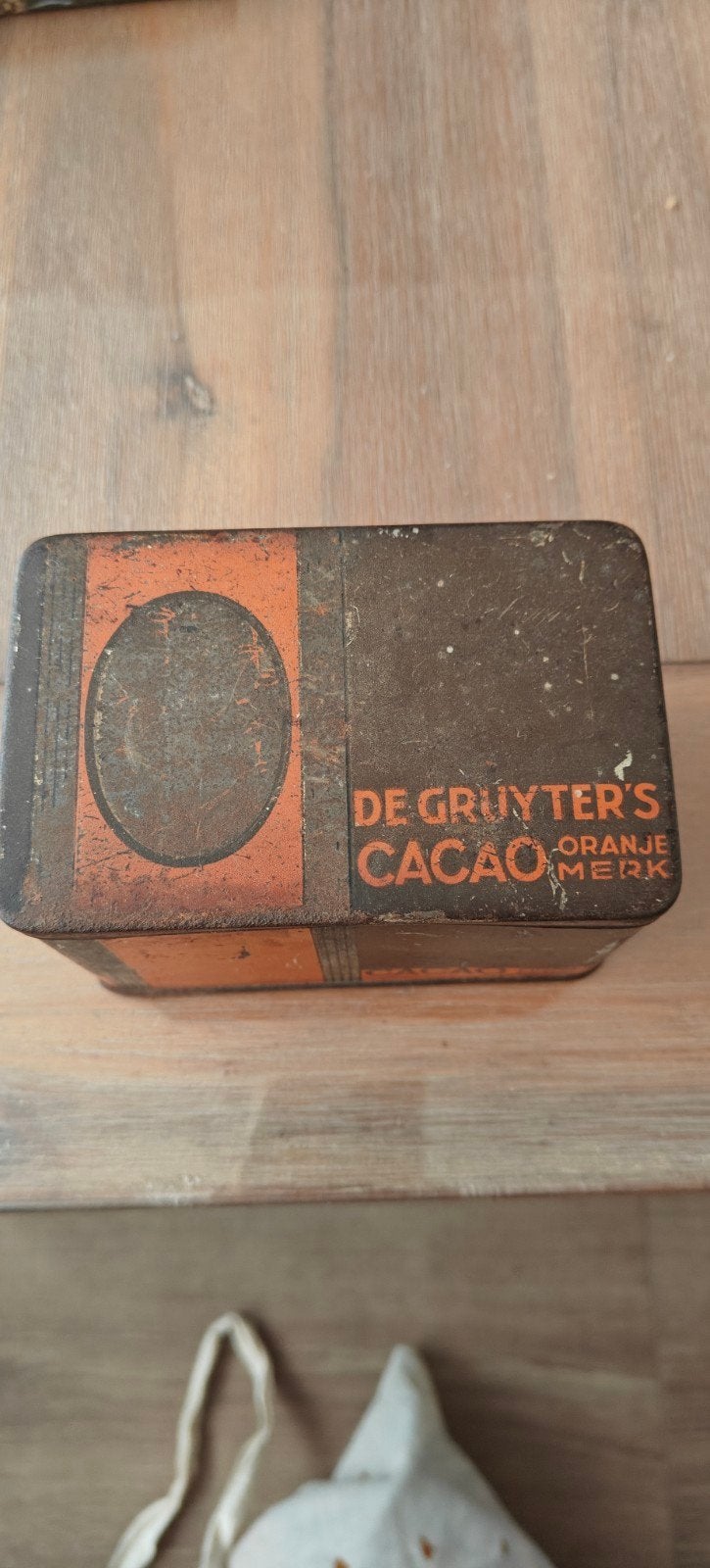 Vintage De Gruyter's Cacao Oranje Merk Blik, Verzamelen, Blikken, Ophalen of Verzenden