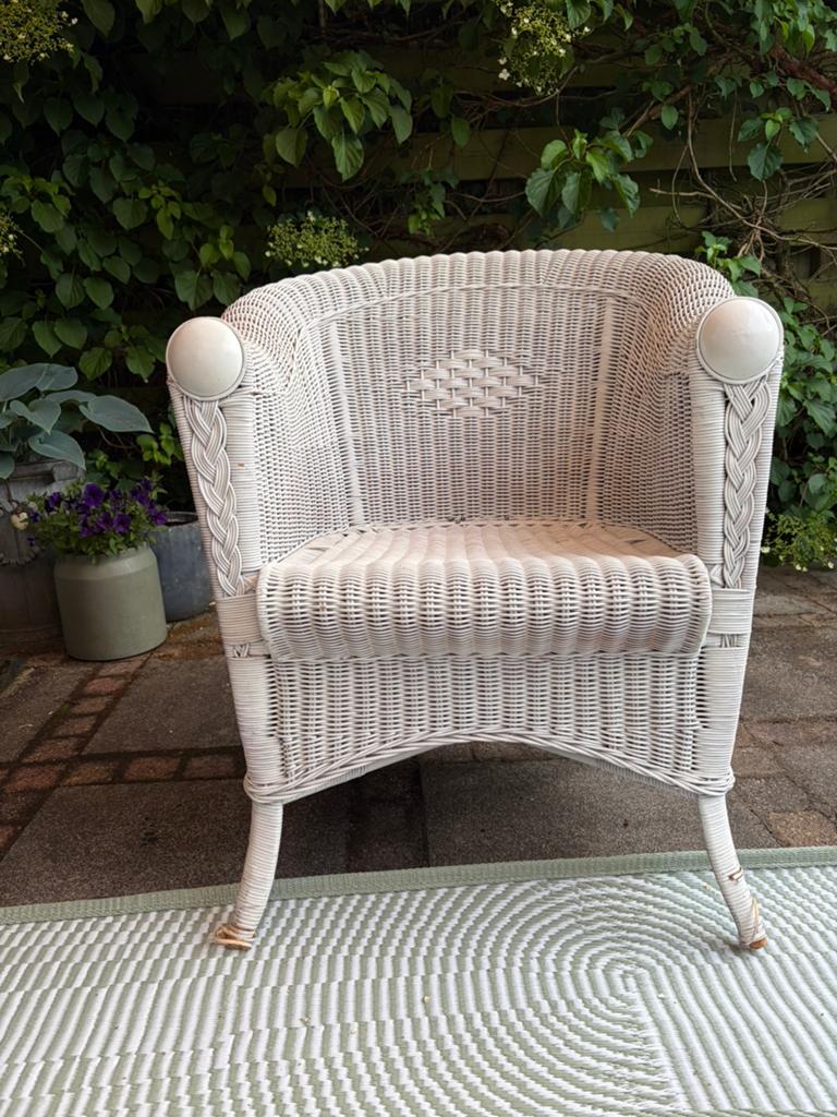 Rieten vintage stoel, Antiek en Kunst, Curiosa en Brocante, Ophalen