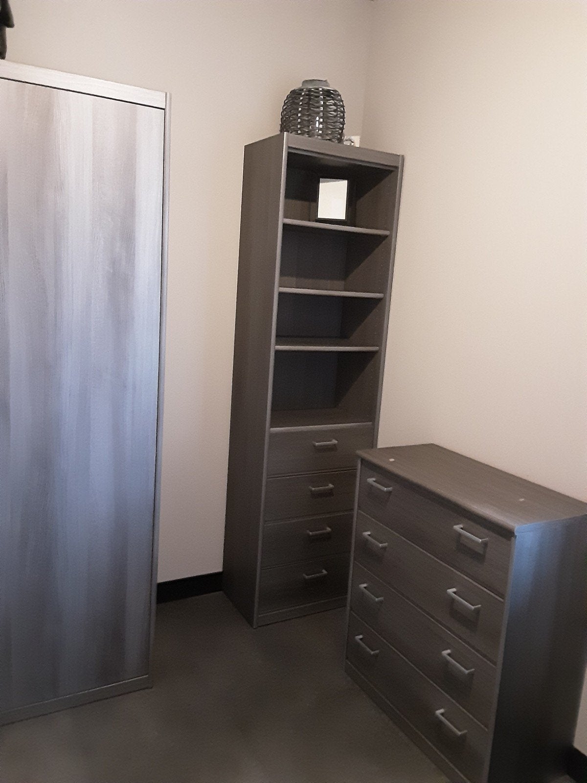 Hangkast, boekenkast met 4 lades en een ladeblok, Antraciet, Gebruikt, Met lade(s), Modern, 25 tot 50 cm