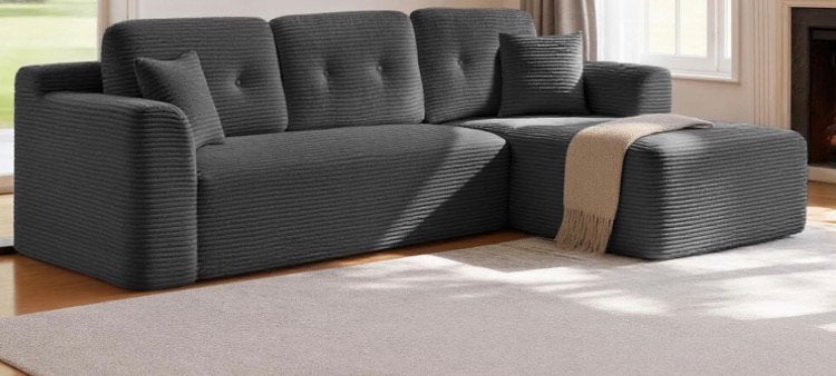 Vasagle Hoekbank slaapbank, 2-delig, Huis en Inrichting, Banken | Bankstellen, Ophalen, 150 tot 200 cm, Hoekbank, 75 tot 100 cm