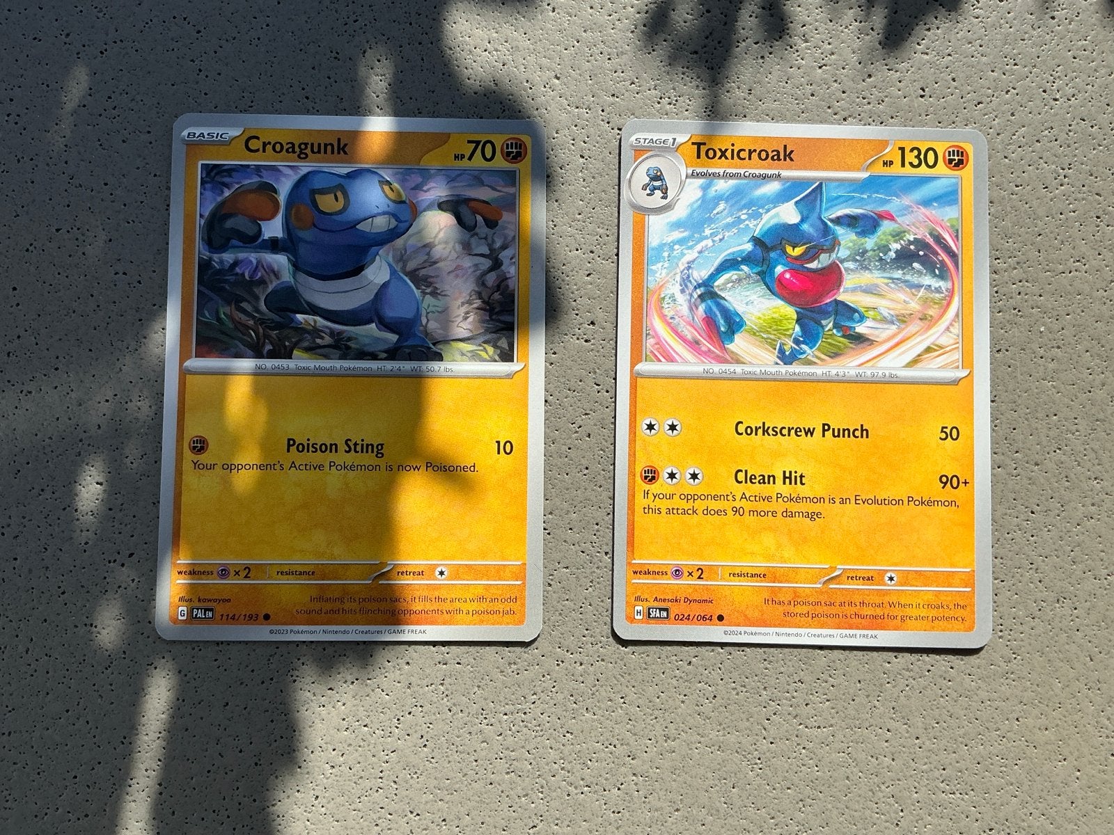 Pokémon kaarten: Croagunk en Toxicroak, Ophalen of Verzenden, Gebruikt, Meerdere kaarten