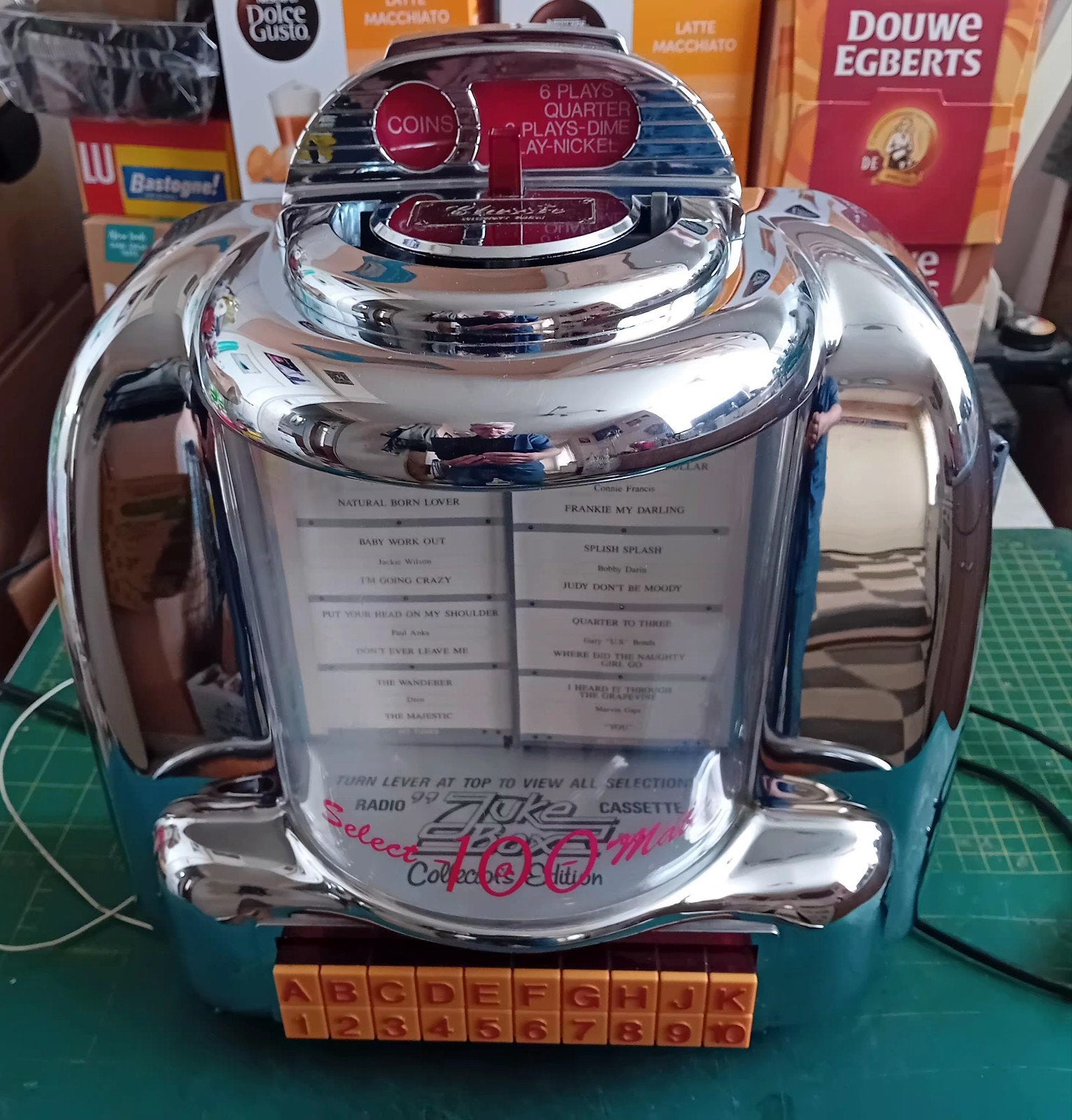 Radio cassette speler Tafel Jukebox  vintage look, Ophalen of Verzenden, Zo goed als nieuw
