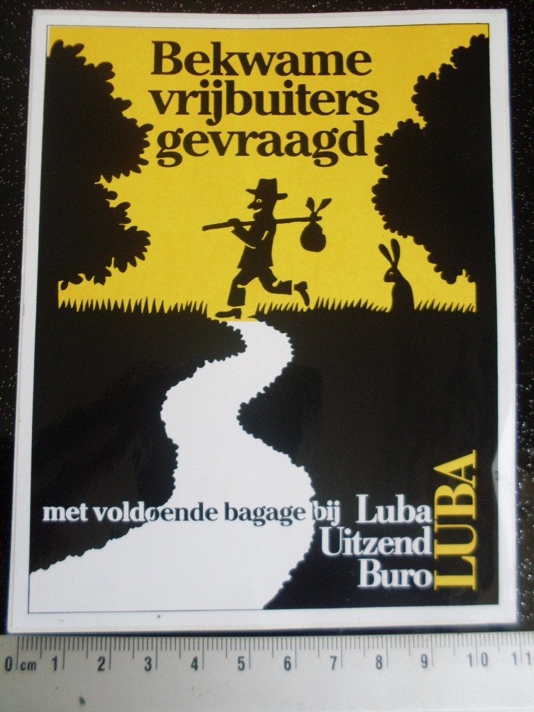 sticker Luba Uitzend Buro bekwame vrijbuiters gevraagd, Verzenden, Zo goed als nieuw, Bedrijf of Vereniging