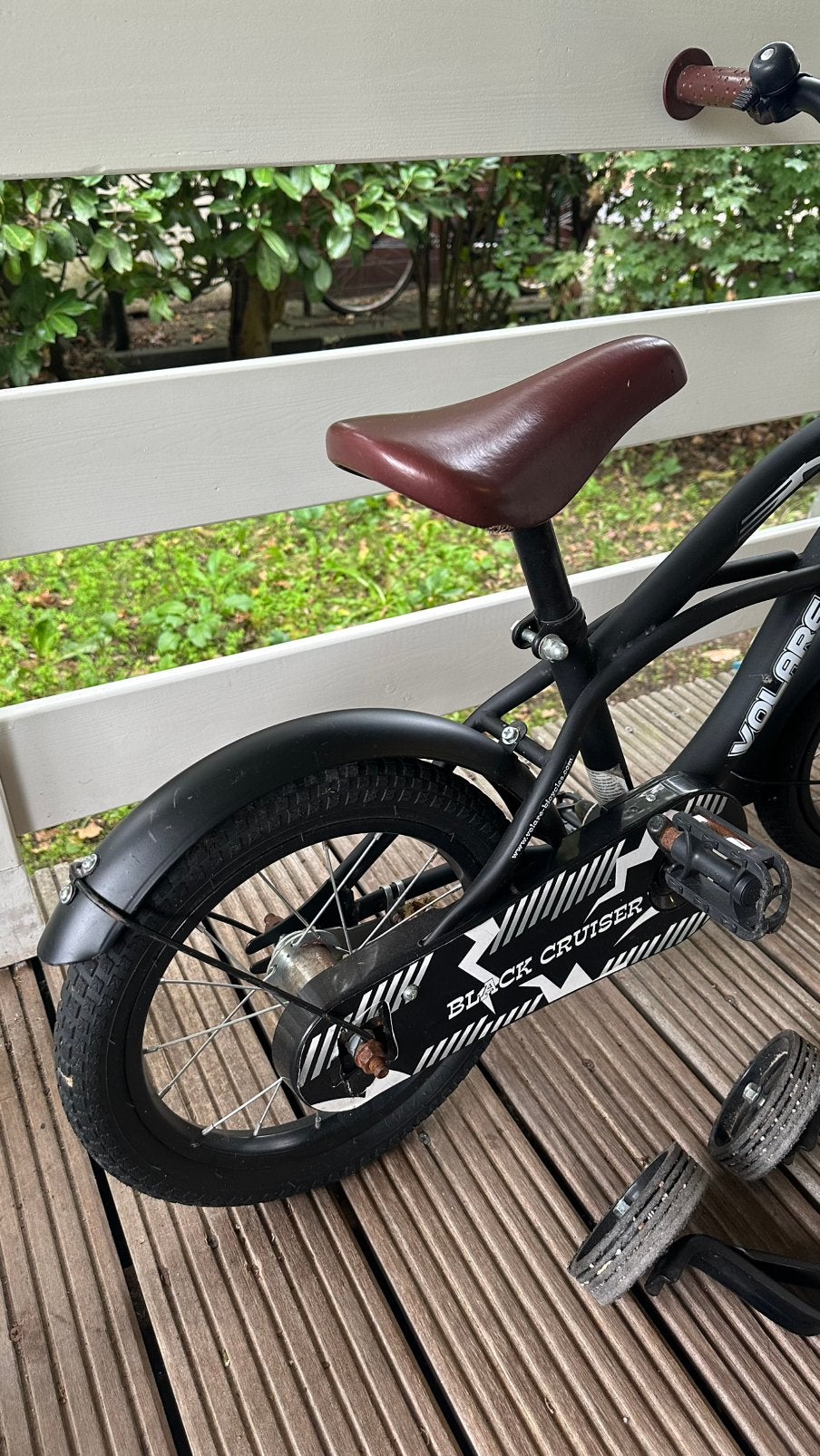 Volare Black Cruiser Kinderfiets - Zwart - met Zijwieltjes, Ophalen, Gebruikt, Minder dan 16 inch, Zijwieltjes