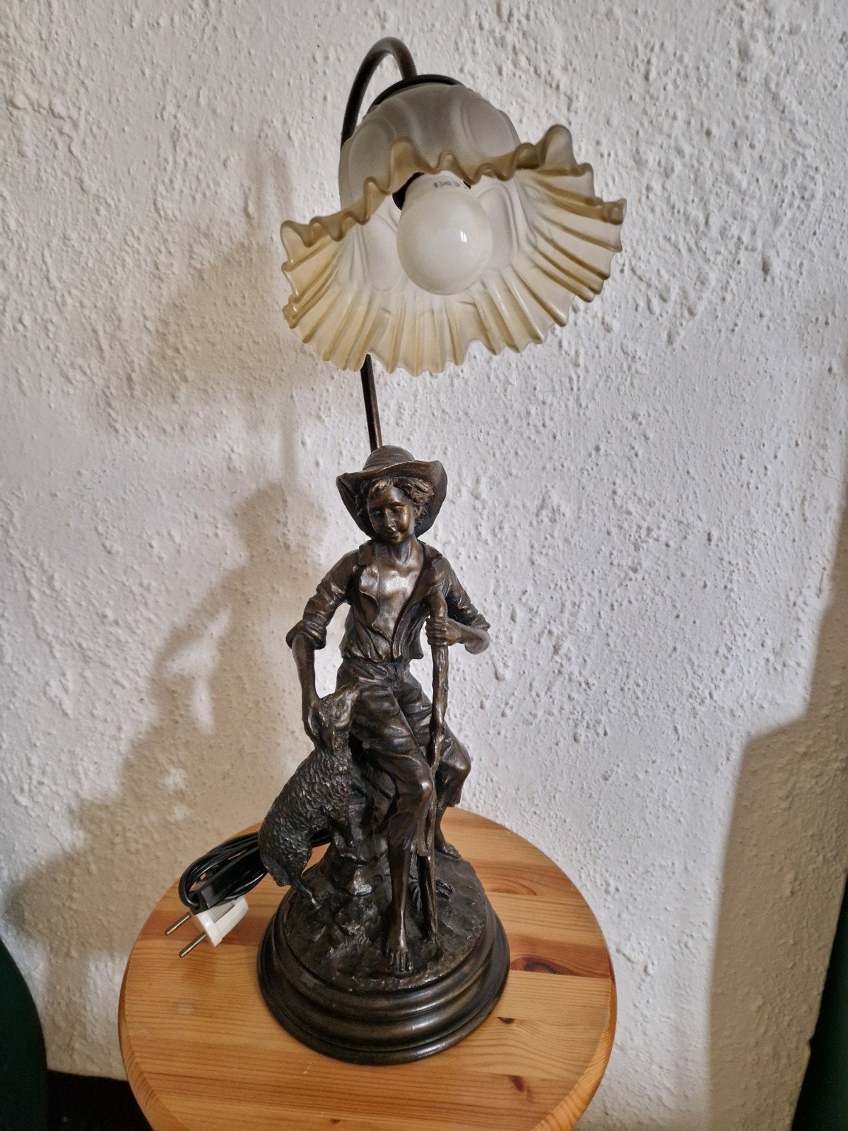Art nouveau lamp Herder met schaap, Ophalen, Zo goed als nieuw, 50 tot 75 cm