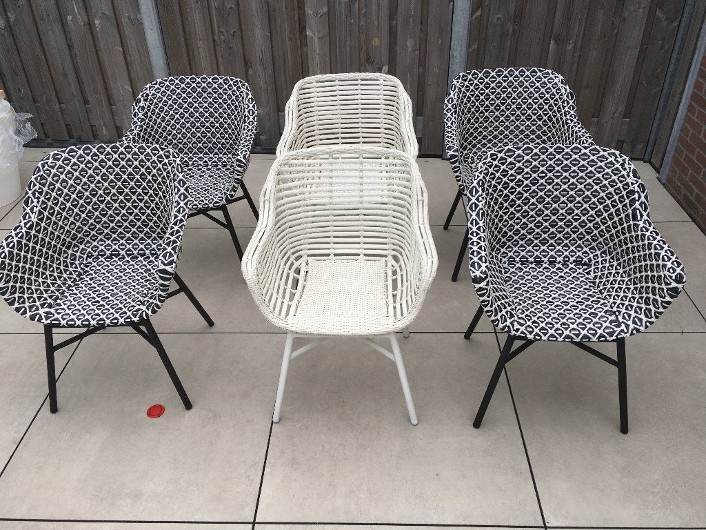 Te koop aangeboden 6 Hartman  dining tuinstoelen, Ophalen, Gebruikt, Aluminium