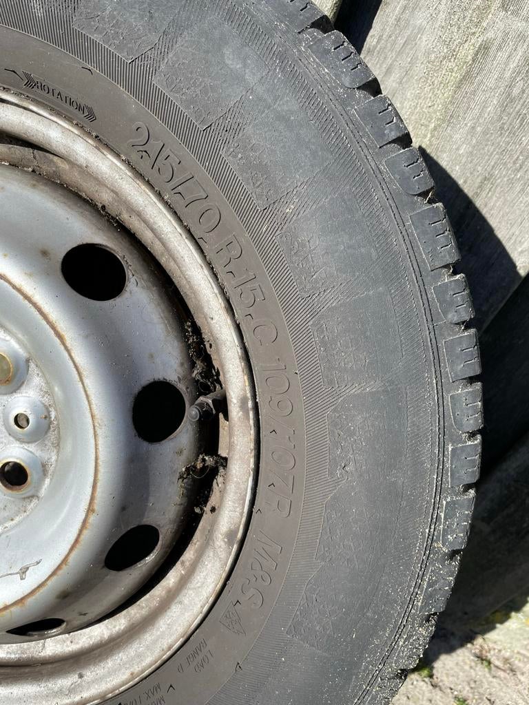 Peugeot Boxer winterset 215/70 R15C, Auto-onderdelen, Banden en Velgen, Ophalen, 15 inch, Banden en Velgen, Winterbanden