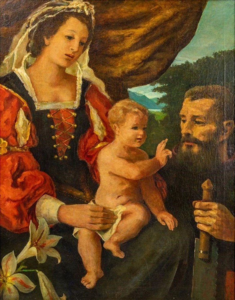 ZEER GROOT OLIEVERFSCHILDERIJ JAN GOSSAERT- Maria kind Jezus, Ophalen