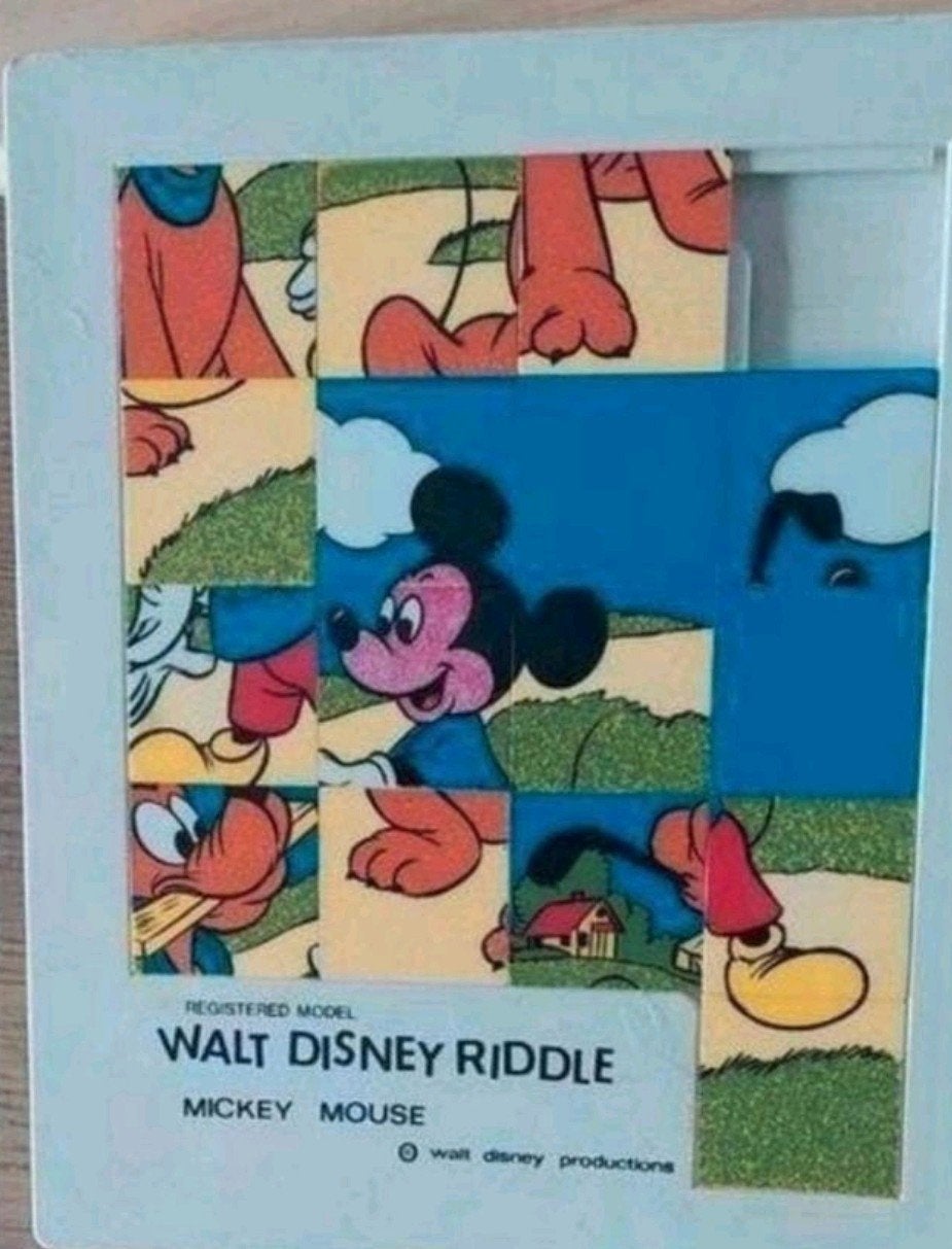 OUDE DISNEY RIDDLE SCHUIF-PUZZEL MICKEY MOUSE, Ophalen of Verzenden